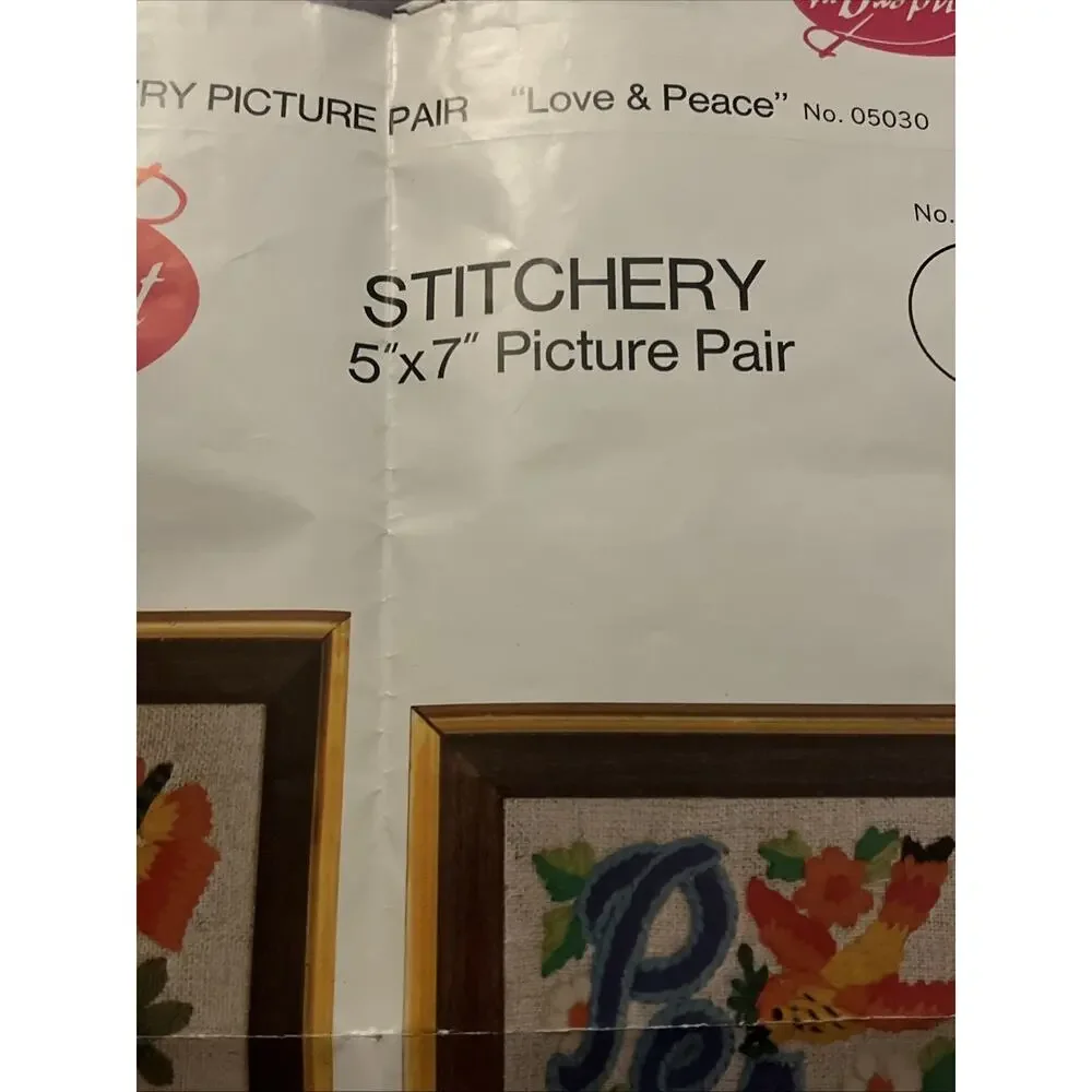 WonderArt Stitchery 5” X 7” Picture Pair “Love & Peace” #05030 Peace Only Kit